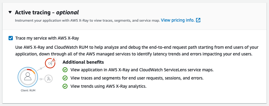 AWS RUM tracing with AWS X-Ray