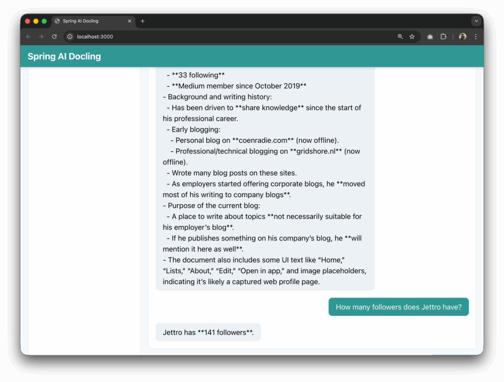 Here we asked a question about the number of followers.